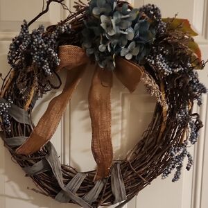 Rustic Blue and Brown Wreath